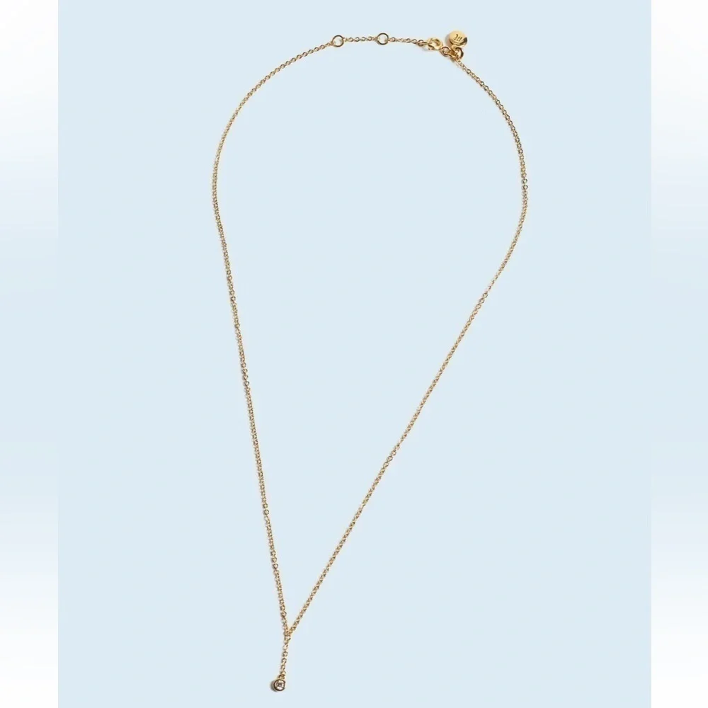 Madewell 14k gold Demi-Fine Bezel Set Lariat Necklace - Picture 3 of 5